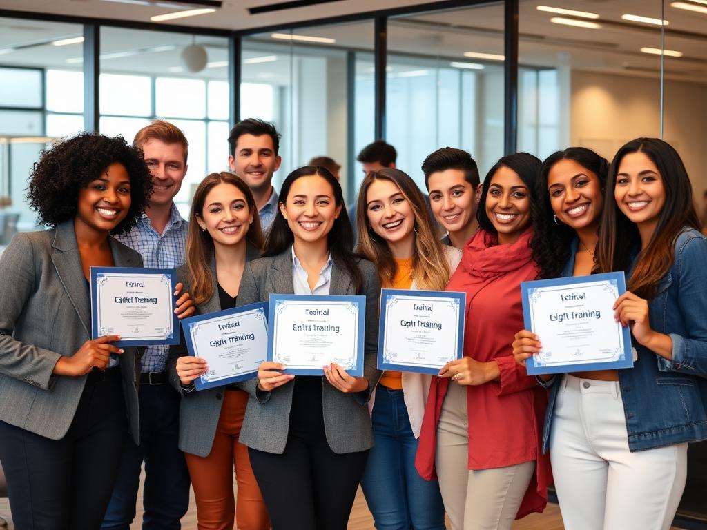 Graduates celebrating with certificates
