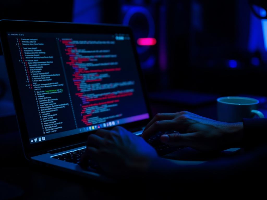 Developer coding in focused environment